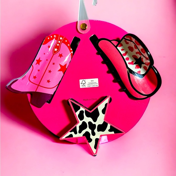 Pink Linen Yee Haw! 3-pc Hair clips - Picture 5 of 5